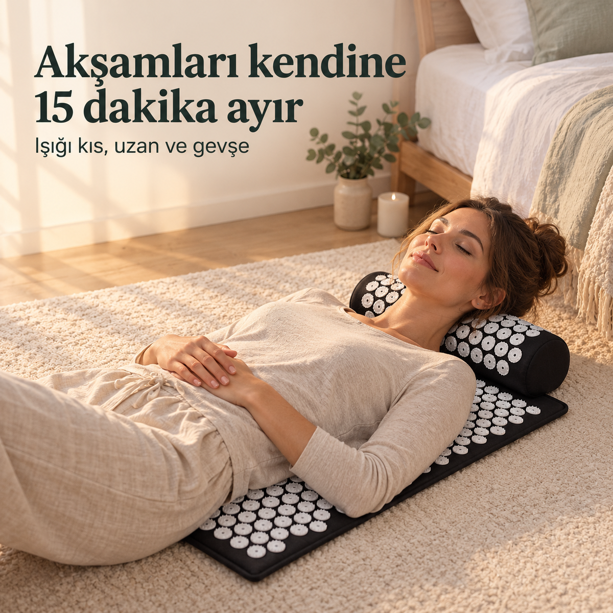Akupresür Terapi Matı ve Boyun Yastığı Seti